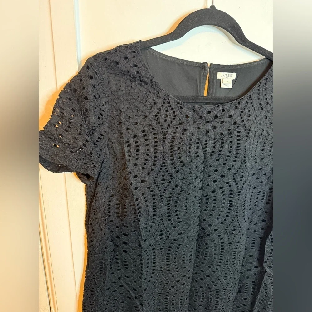 J.Crew Black Lace Scalloped Hem Shift Dress